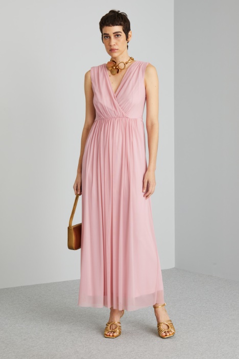 Abito in jersey tulle con cintura - Fashion Market