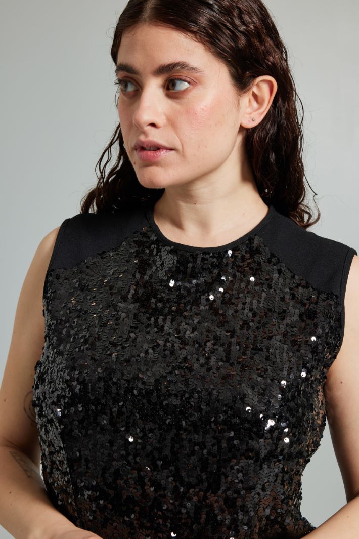 Tubino con paillettes - NERO - Fashion Market - 3