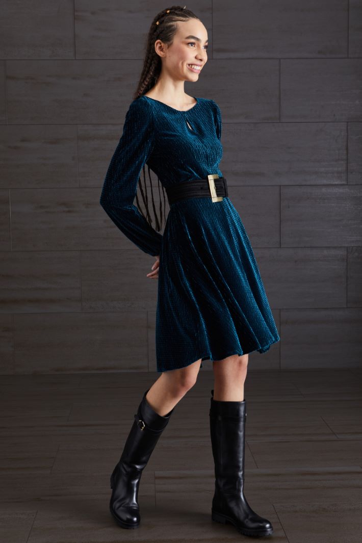 Abito in velluto - PETROLIO - Fashion Market