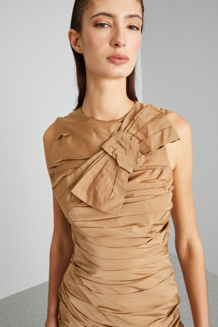 Abito in jersey con fiocco - CAMMELLO - Fashion Market - 3