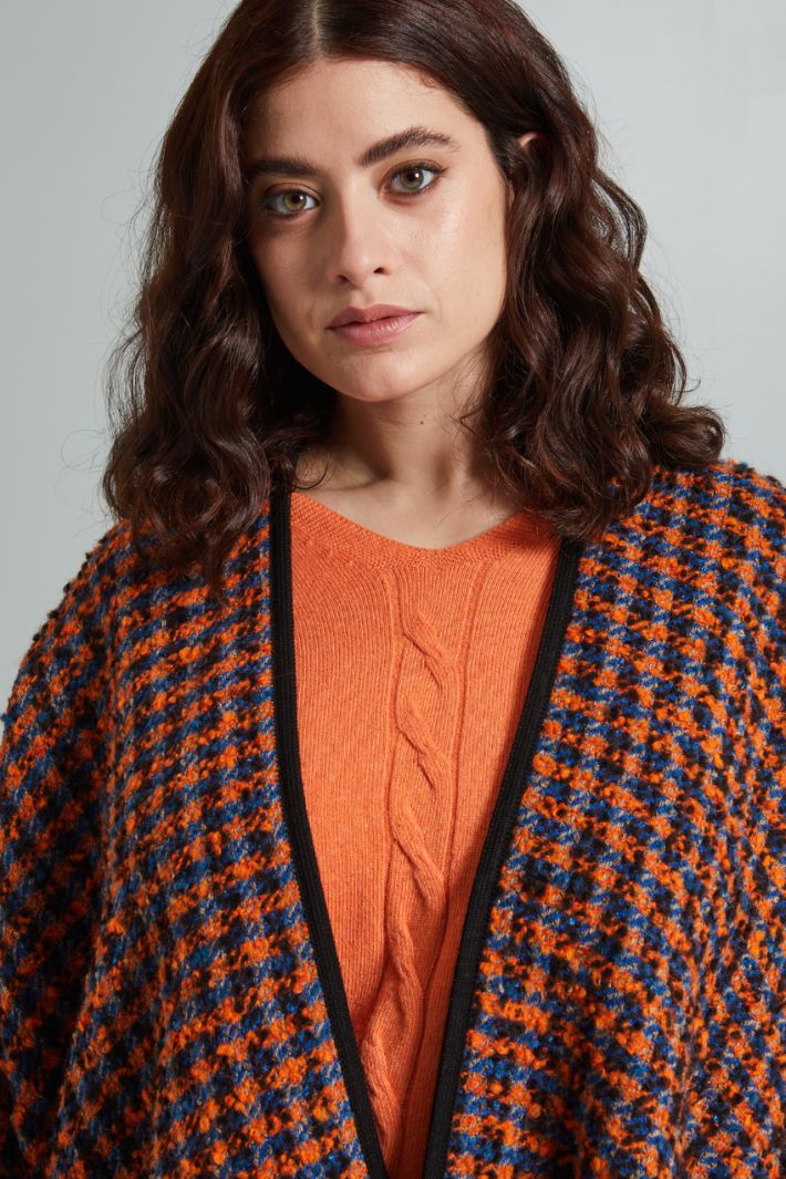Cappa in bouclé - ARANCIONE AZZURRO NERO - Fashion Market - 3