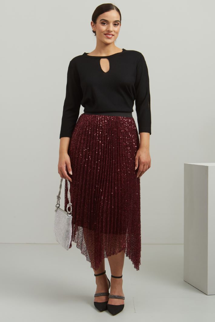 Gonna con paillettes - BORDEAUX - Fashion Market