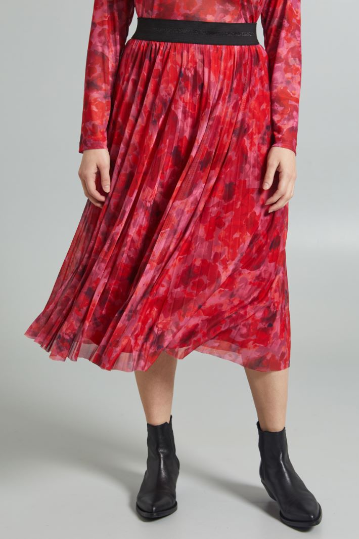Gonna in jersey tulle - ROSSO MALVA NERO - Fashion Market - 2