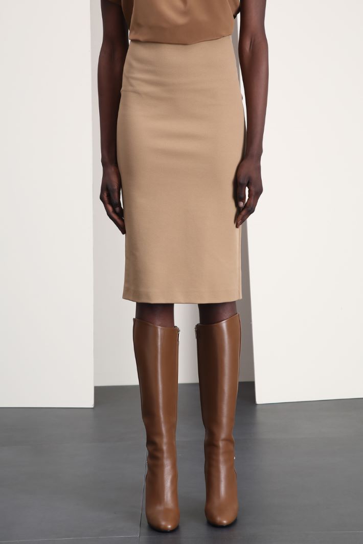 Gonna in jersey diagonale - CAMMELLO - Fashion Market - 4