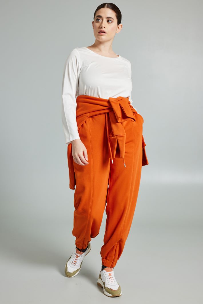 Pantaloni jogger con polsini - ARANCIONE - Fashion Market