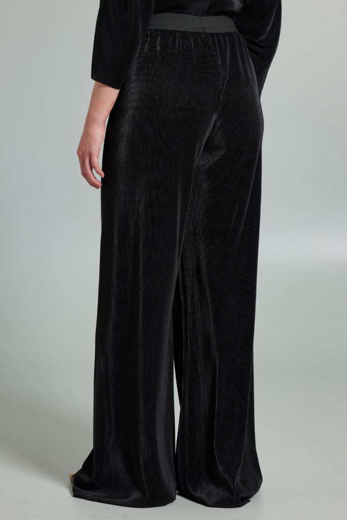 Pantaloni in jersey plissé - NERO - Fashion Market - 4