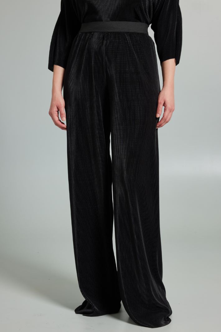 Pantaloni in jersey plissé - NERO - Fashion Market - 2