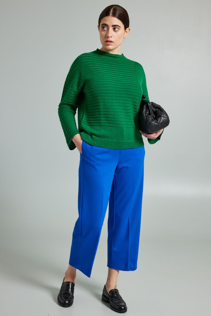 Pantaloni cropped in jersey - TURCHESE - Fashion Market