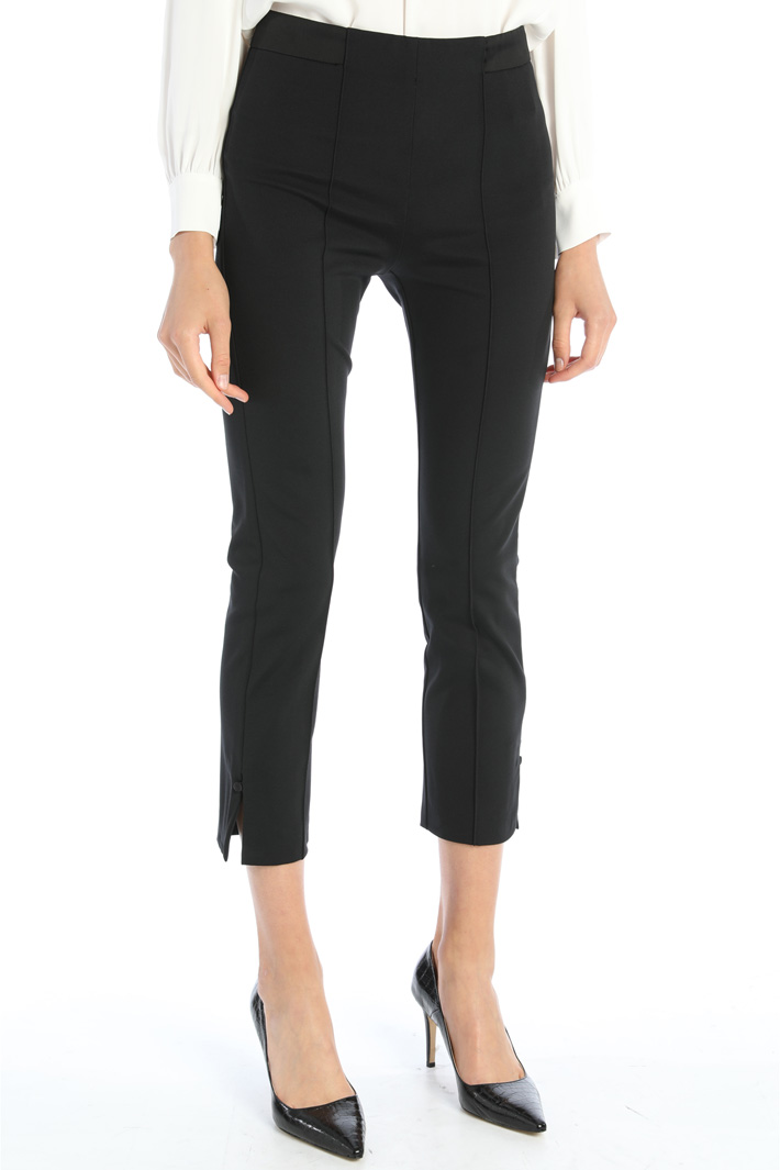 Pantaloni in jersey compatto - NERO - Fashion Market - 4