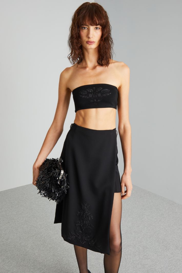 Top a fascia con ricamo - NERO - Fashion Market - 2