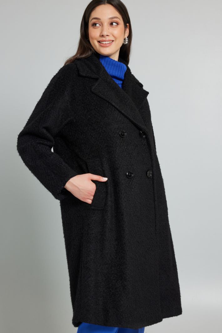Cappotto doppiopetto lungo - NERO - Fashion Market - 2