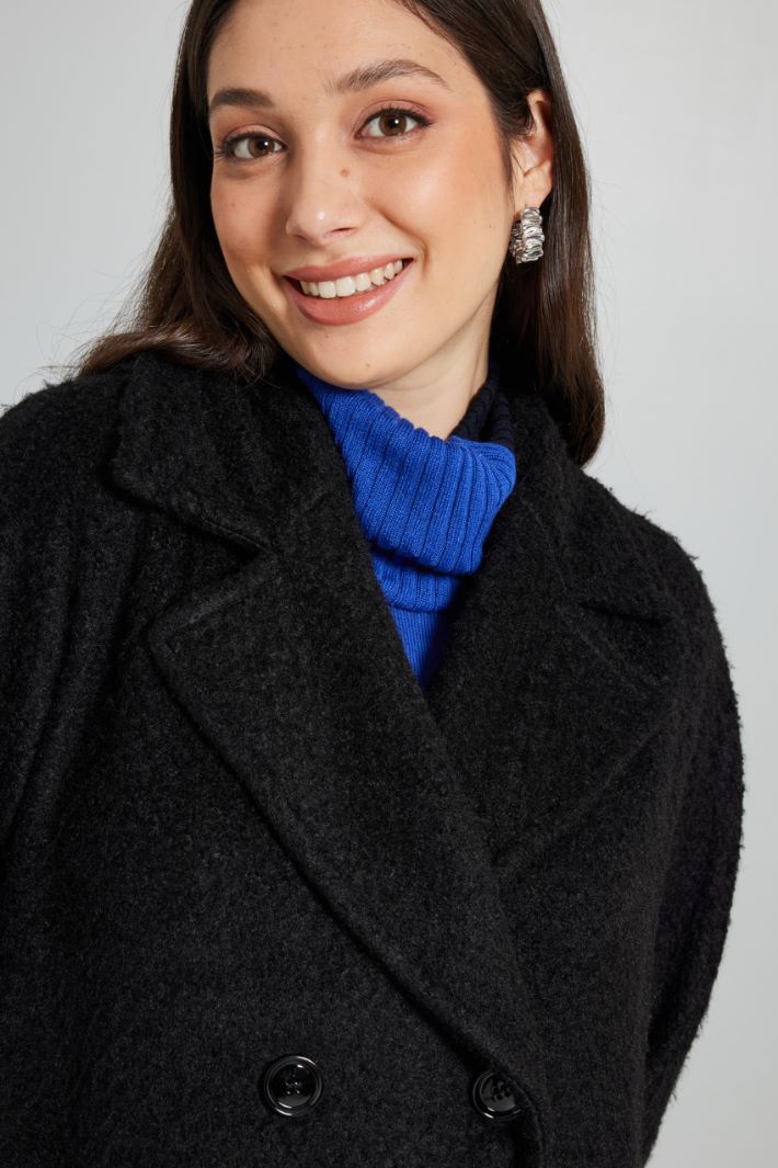 Cappotto doppiopetto lungo - NERO - Fashion Market - 3