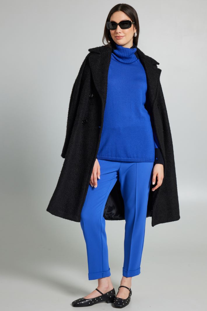 Cappotto doppiopetto lungo - NERO - Fashion Market