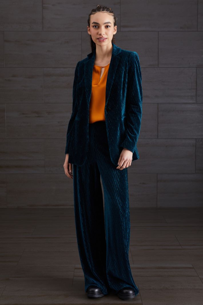 Blazer in velluto - PETROLIO - Fashion Market
