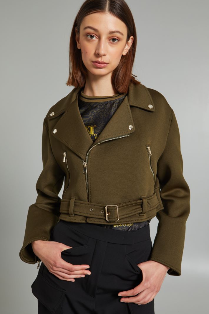 Biker in jersey compatto - KAKI SCURO - Fashion Market - 2