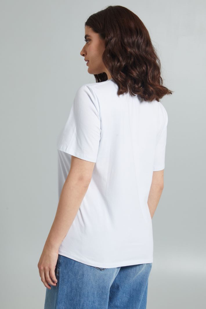 T-shirt con stampa sul davanti - BIANCO ROSA NERO - Fashion Market - 4