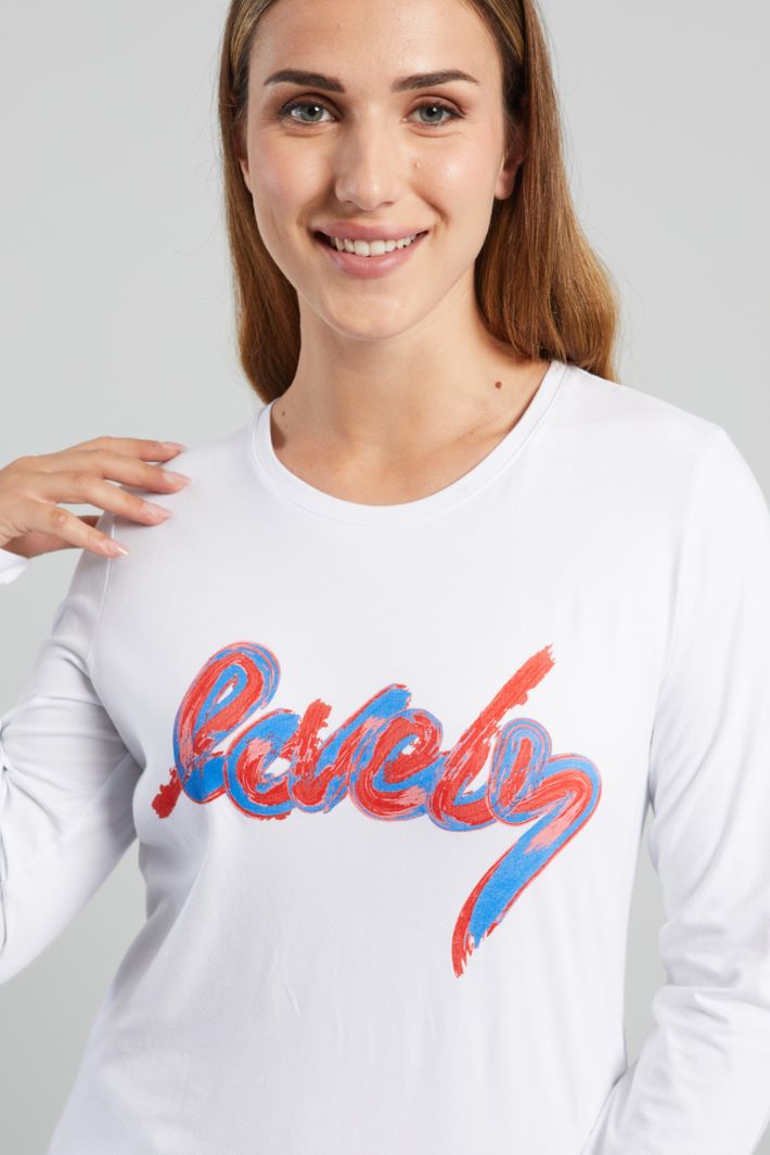 T-shirt in cotone stretch - BIANCO CORALLO AZZURRO - Fashion Market - 3