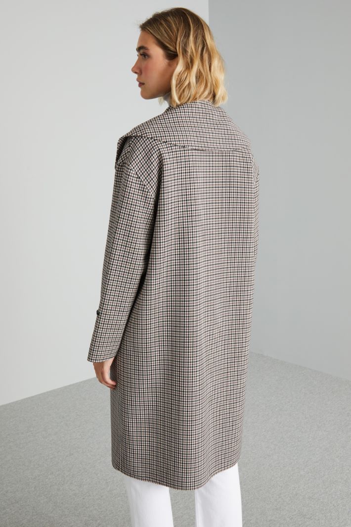 Cappotto in doppia batavia - MARRONE NERO PANNA - Fashion Market - 4