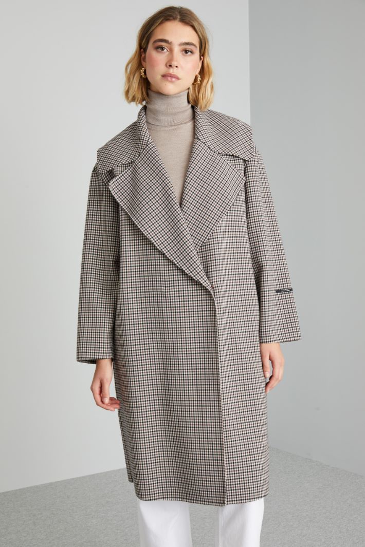 Cappotto in doppia batavia - MARRONE NERO PANNA - Fashion Market - 2