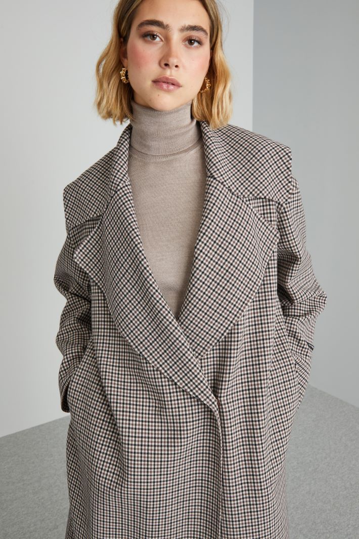 Cappotto in doppia batavia - MARRONE NERO PANNA - Fashion Market - 3