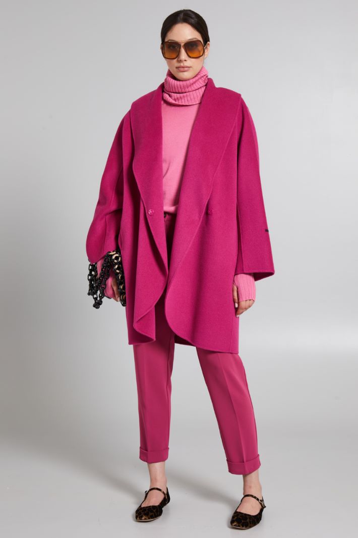 Cappotto a uovo in doppio panno - FUXIA - Fashion Market