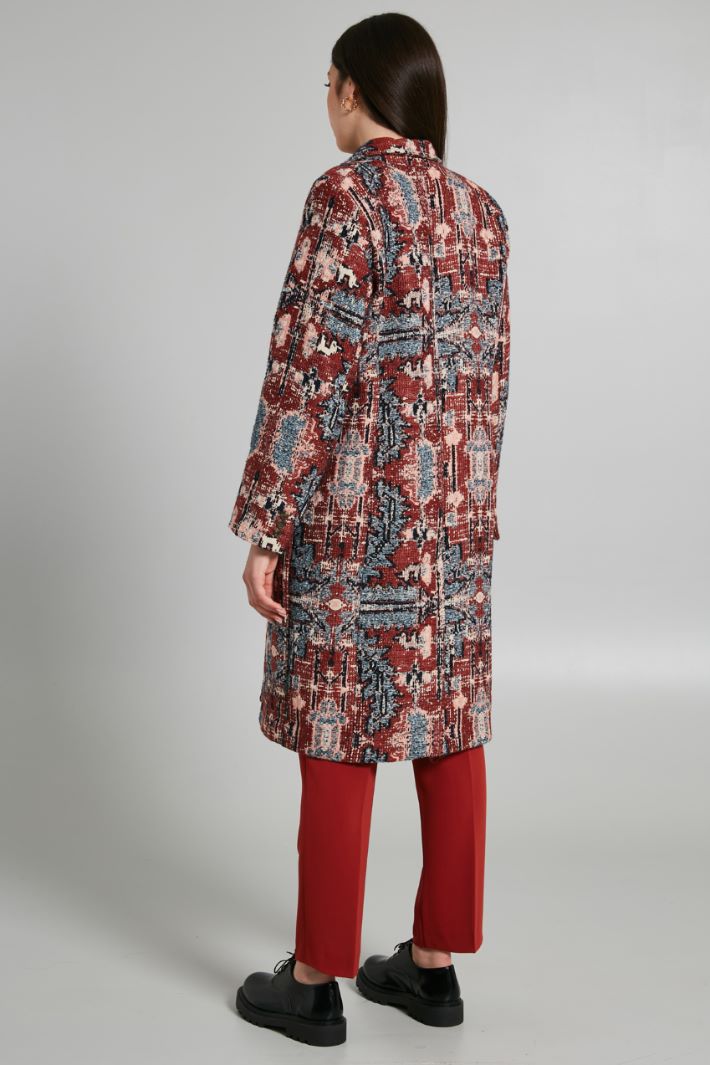 Cappotto in tessuto jacquard - BORDEAUX BLU - Fashion Market - 4