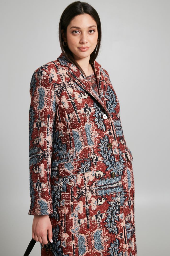 Cappotto in tessuto jacquard - BORDEAUX BLU - Fashion Market - 2