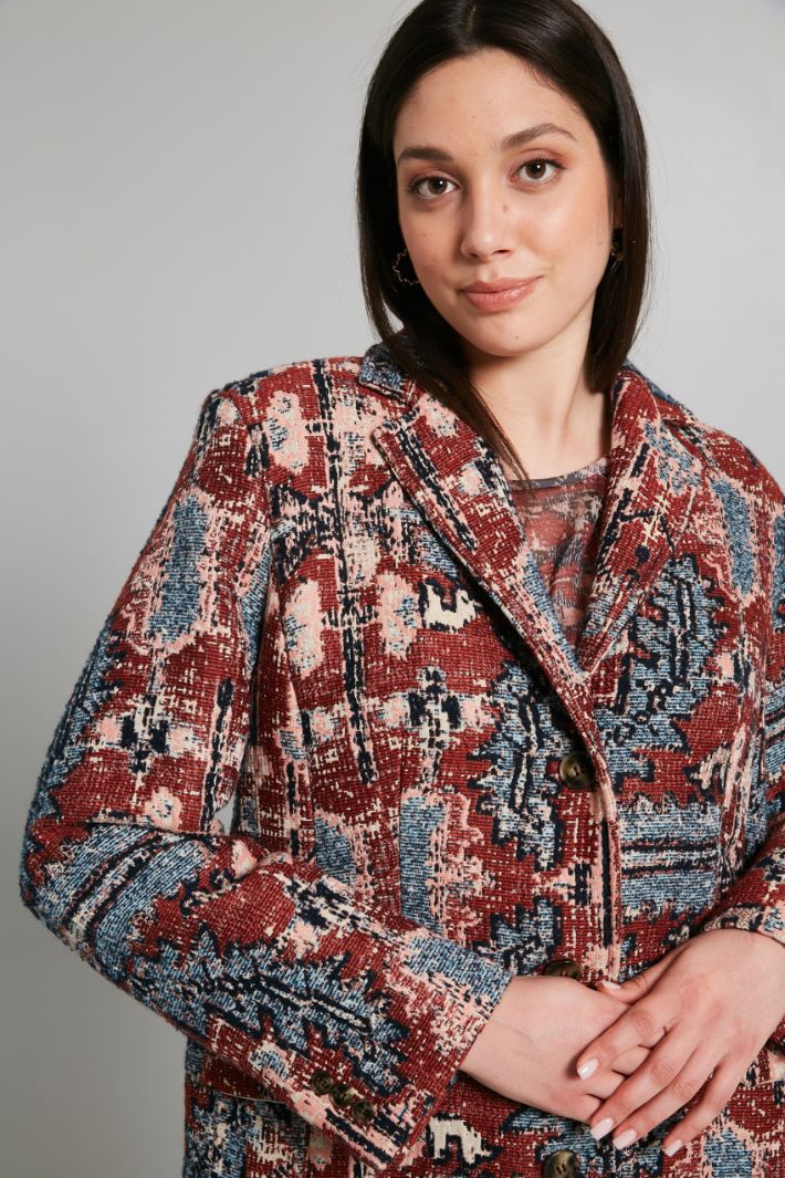 Cappotto in tessuto jacquard - BORDEAUX BLU - Fashion Market - 3