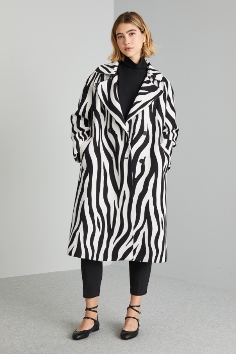 Cappotto jacquard con cintura - Fashion Market