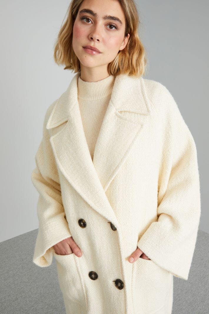 Cappotto in tessuto armaturato - LATTE - Fashion Market - 3