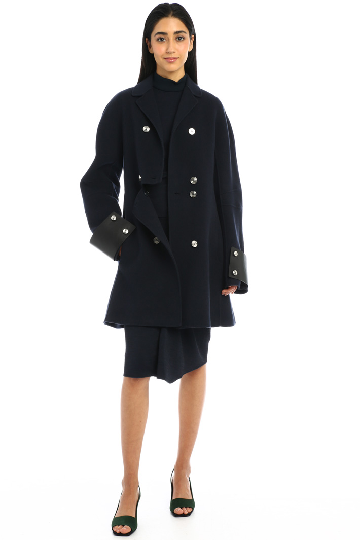 Cappotto doppiopetto in lana - BLU NOTTE - Fashion Market