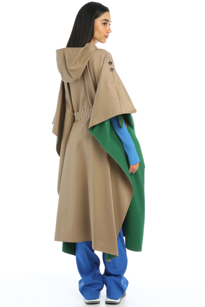 Poncho ampio in gabardine - BEIGE VERDE SMERALDO - Fashion Market - 3