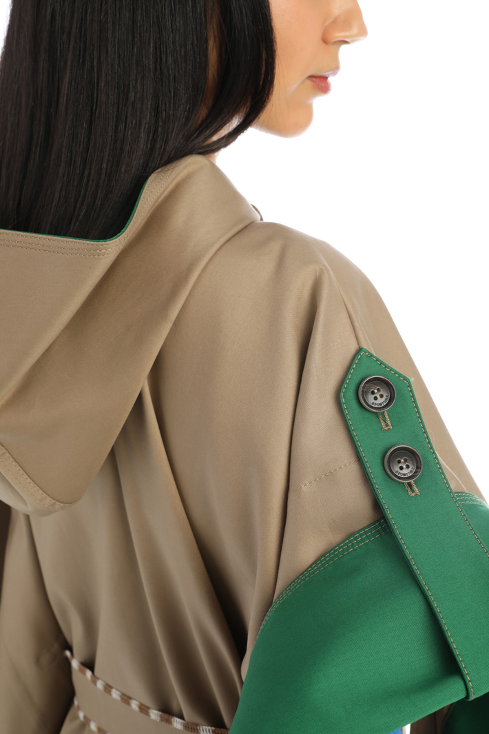 Poncho ampio in gabardine - BEIGE VERDE SMERALDO - Fashion Market - 2