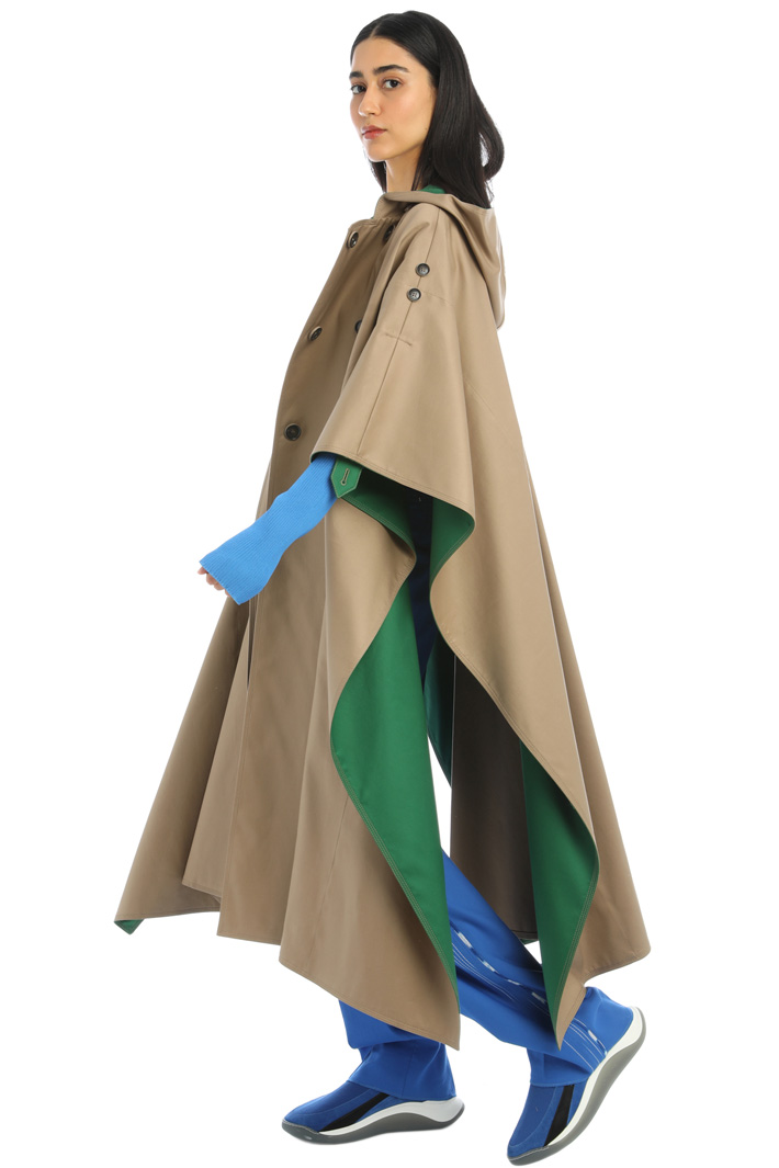 Poncho ampio in gabardine - BEIGE VERDE SMERALDO - Fashion Market