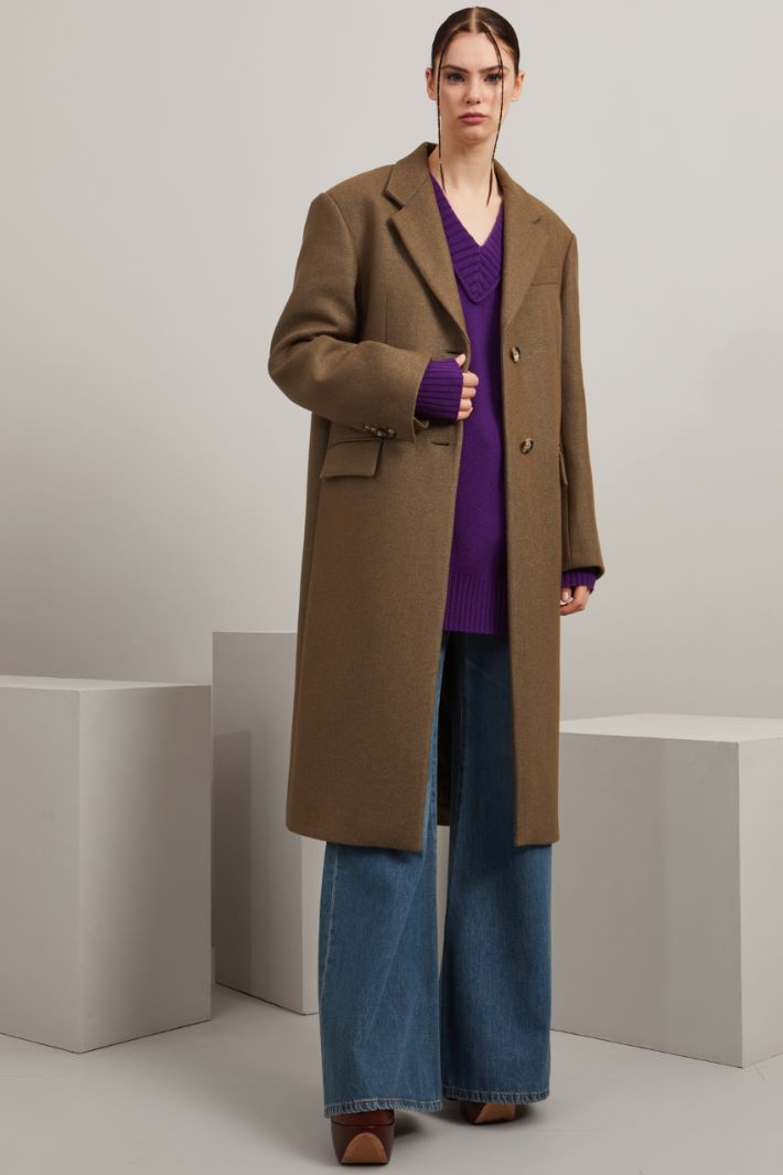 Cappotto over in lana - FANGO - Fashion Market