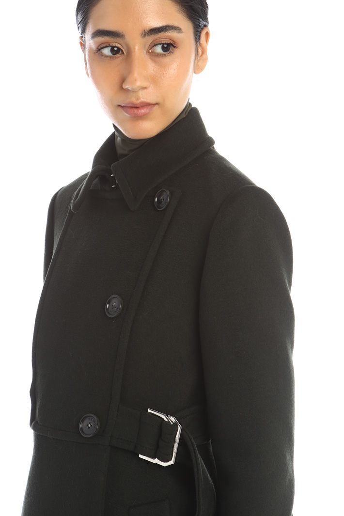 Cappotto doppiopetto in drap - VERDE SCURO - Fashion Market - 4