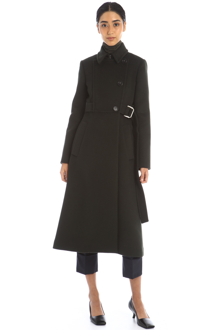 Cappotto doppiopetto in drap - VERDE SCURO - Fashion Market - 3