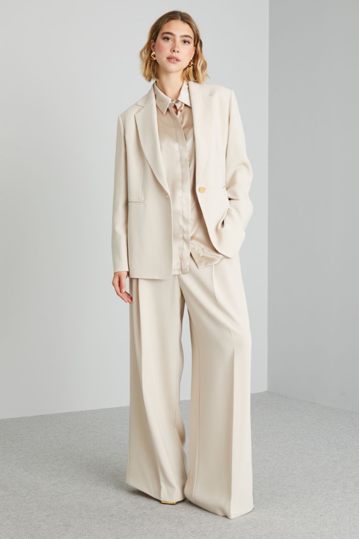 Blazer dritto in cady - AVORIO - Fashion Market