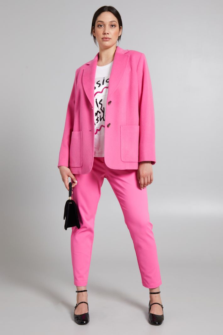 Blazer in drap di pura lana - FUXIA - Fashion Market