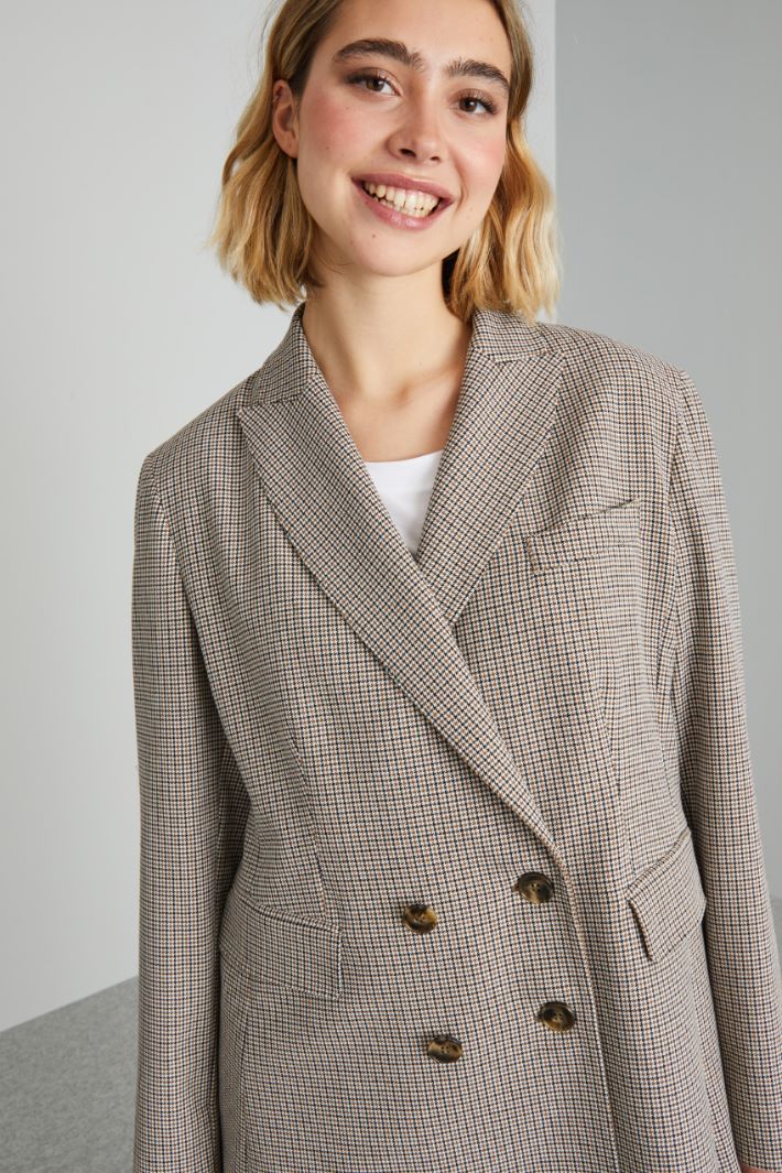 Blazer doppiopetto in batavia - MARRONE NERO PANNA - Fashion Market - 3