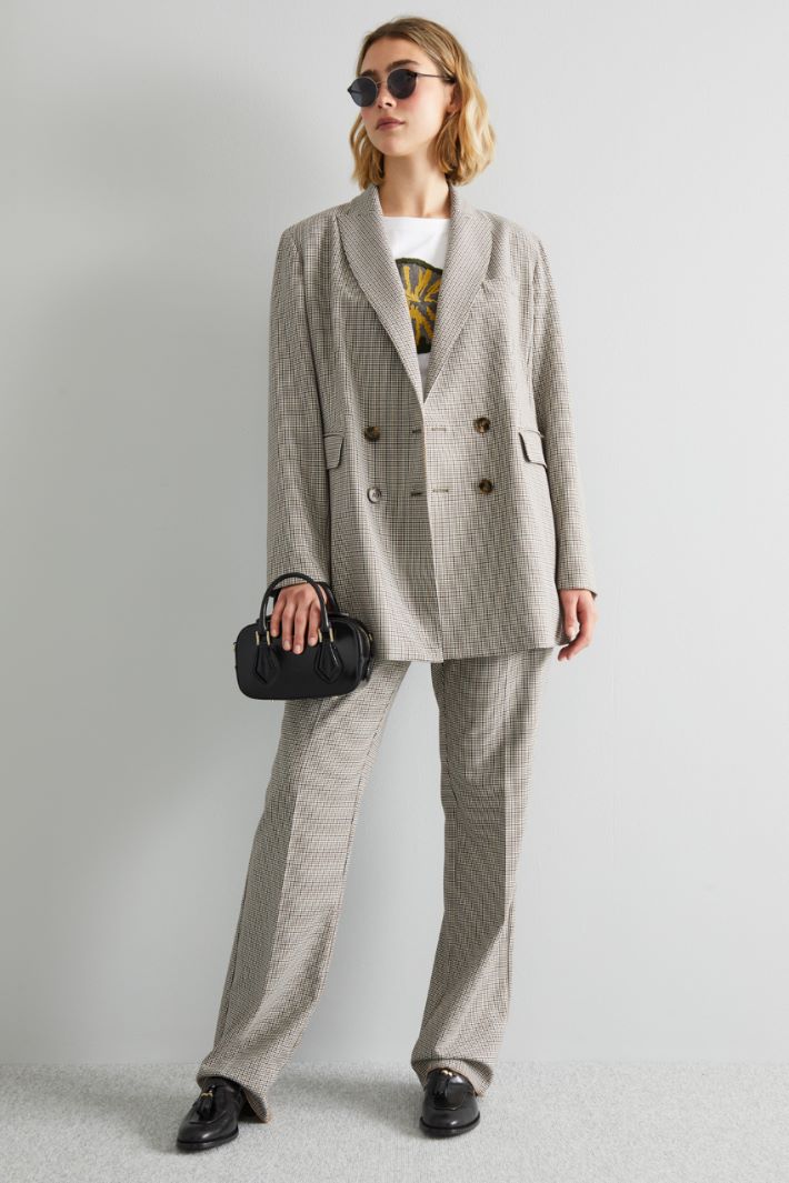 Blazer doppiopetto in batavia - MARRONE NERO PANNA - Fashion Market