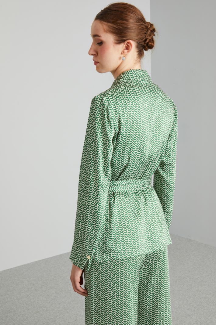 Blazer destrutturato in twill  - VERDE BIANCO - Fashion Market - 4