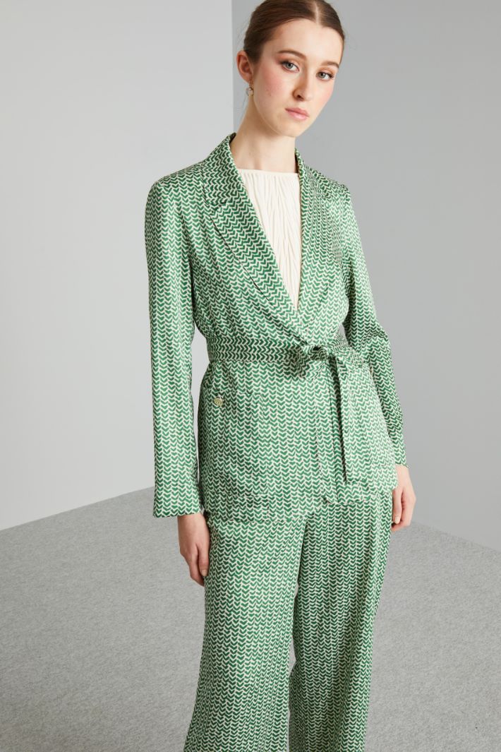 Blazer destrutturato in twill  - VERDE BIANCO - Fashion Market - 2