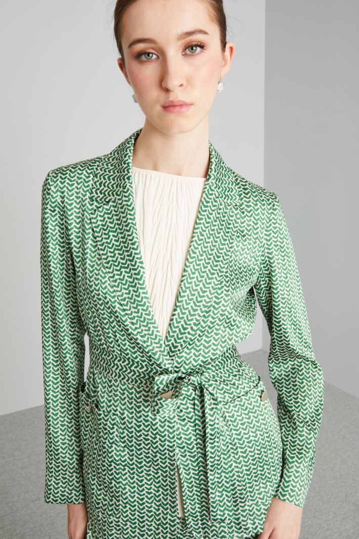Blazer destrutturato in twill  - VERDE BIANCO - Fashion Market - 3