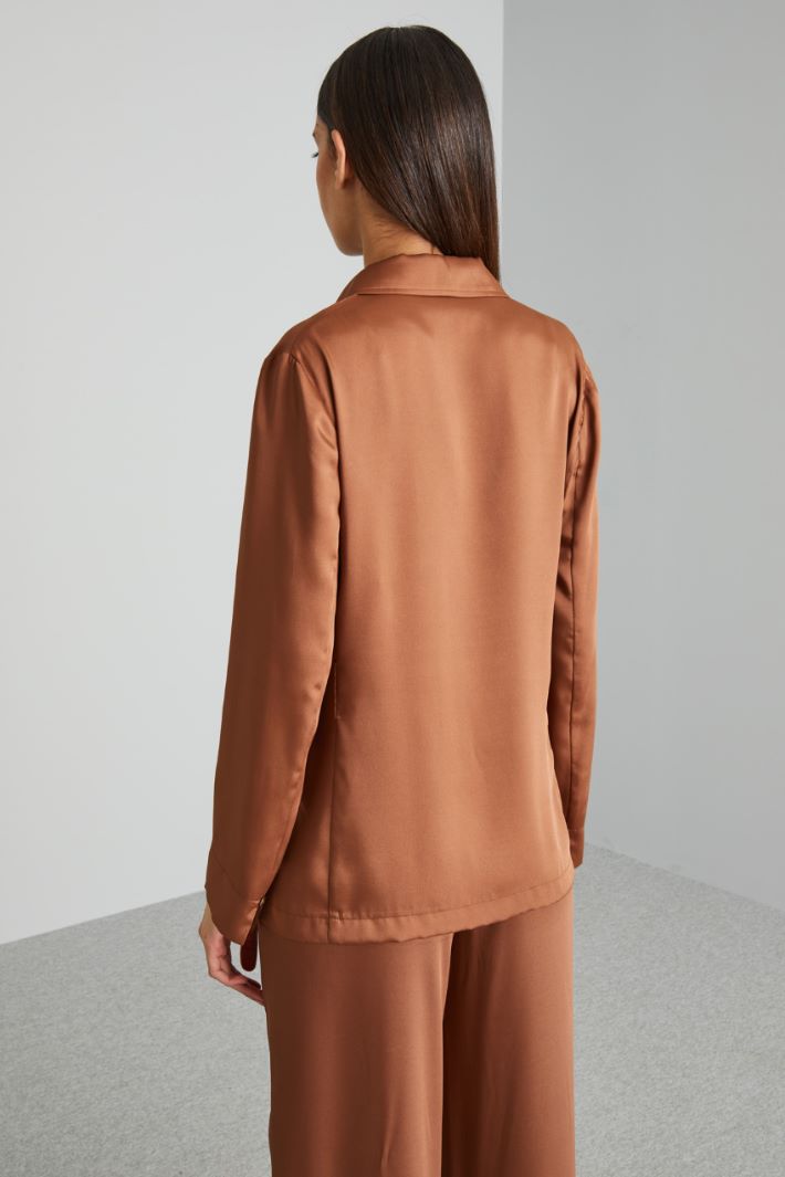 Blazer destrutturato in twill  - MARRONE - Fashion Market - 4