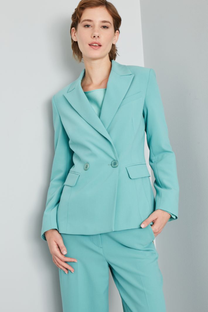 Blazer in tessuto fluido - ACQUA MARINA - Fashion Market - 2