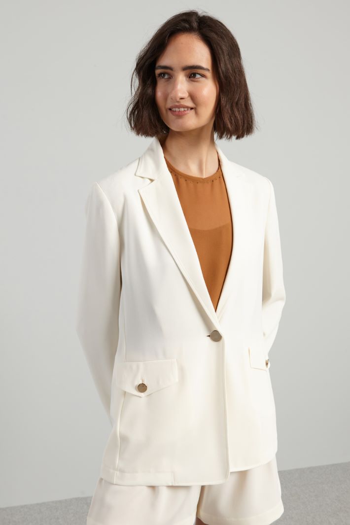 Blazer destrutturato in levantina - LATTE - Fashion Market - 2