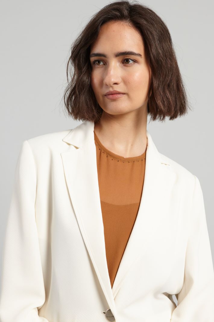Blazer destrutturato in levantina - LATTE - Fashion Market - 3