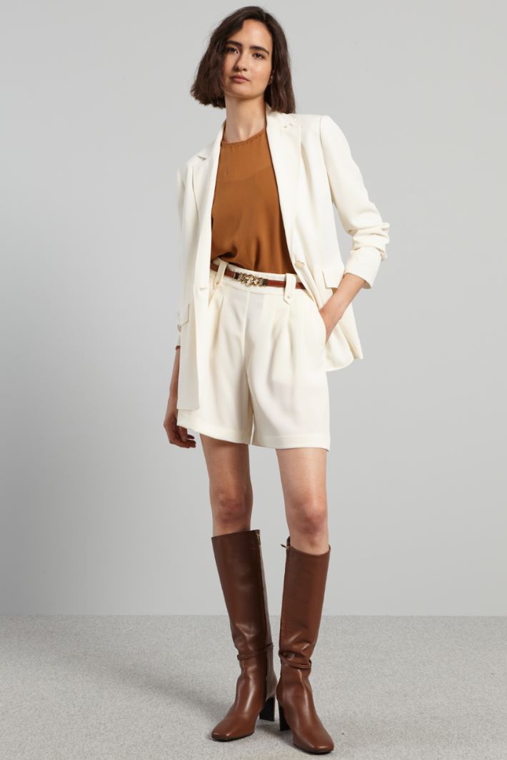 Blazer destrutturato in levantina - LATTE - Fashion Market