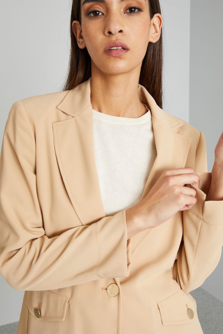 Blazer destrutturato in levantina - SABBIA - Fashion Market - 3